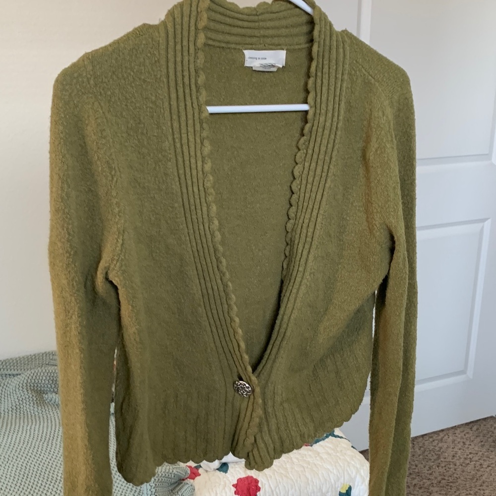 Anthropologie Olive Cardigan with Button Detail